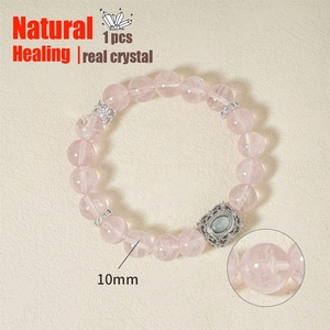 Pulsera de Cuarzo <span class=keywords><strong>Rosa</strong></span> Natural con Cuentas de Aguamarina para Niñas, Joyería de Piedras Curativas para Atraer el Amor y Relajar el Estado de Ánimo - Product Image 4