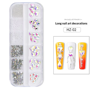 Venta al por mayor: Diamantes 3D brillantes para uñas con 12 rejillas, cristales AB de colores, pedrería para uñas, accesorios DIY para uñas, productos para uñas. - Product Image 2