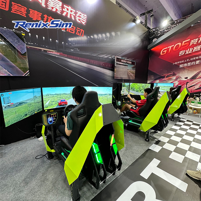 Renixsim Sim Race Center 3 Screen Esports Coin Operate One Key to Start Full Motion Driving Experience Simulator