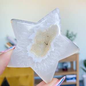 Agate Geode Star, pierre de cristal énergétique naturelle polie, pour la décoration de la maison et du bureau, guérison Reiki, équilibre des chakras, cadeau artisanal - Product Image 2