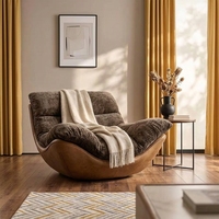 Fauteuil inclinable en cuir véritable italien de style nordique avec pieds en bois, meubles pour la maison