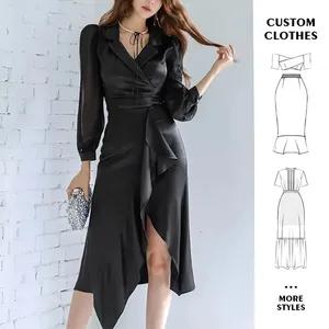 Fashion New Arrivals OEM Formal Custom logo winter Ladies bodycon Dresses For Womens Clothing lady Elegant Women's Casual Dress