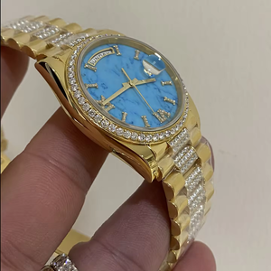 Montre mécanique de luxe sur mesure pour homme, marque avec cadran en diamant personnalisé et montre décontractée haut de gamme pour femme - Product Image 3