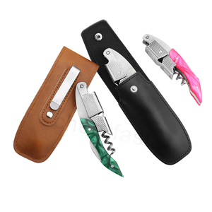 Ouvre-bouteille à vin personnalisé en cuir PU avec double charnière, décapsuleur manuel, ouvre-bouteille à vin personnalisé avec coupe-capsule - Product Image 2
