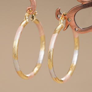 Pendientes de Aro Angelin Fashion, Multicolores, Chapados en Oro, Aleación de Zinc, Joyería Moderna para Mujer - Product Image 3