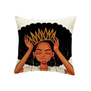 Крутая и милая черная африканская Женская наволочка для подушки квадратная Современная декоративная наволочка для дома и офиса