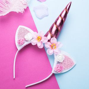 Accessoires de cheveux licorne bandeaux bandeau pour enfants accessoires Photo mignons fille fête décorer bandeaux floraux - Product Image 2