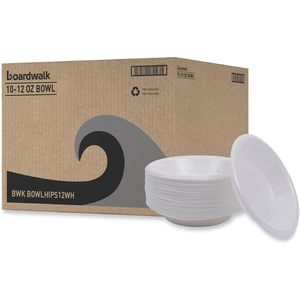 ชามกระดาษแบบใช้แล้วทิ้ง Boardwalk BWKBOWLHIPS12WH ทนแรงกระแทก ขนาด 10-12 ออนซ์ พลาสติกสีขาว (1000/กล่อง) - Product Image 3
