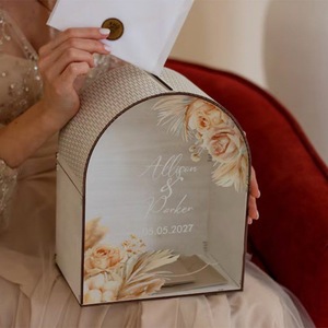 Personalized Engraved Wooden <b>Wedding</b> <b>Gift</b> <b>Box</b> Custom Made For <b>Wedding</b> Favor Rectangle Shape 4 Color Printing Laser Cut - Product Image 2