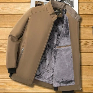 Salida de fábrica Otoño Invierno nuevos hombres gruesos cálidos cuello alto cierre de cremallera negocios Casual Chaqueta de algodón abrigo de papá - Product Image 1