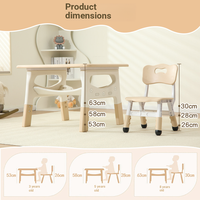 Juego de Mesa y Silla Infantil de Plástico para Preescolar, Estilo Moderno y Minimalista, Escritorio Ajustable en Altura, Multifuncional, con Almacenamiento para Arte