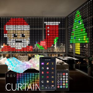 Bricolage motif et texte rideaux lumineux intelligents lumières de <span class=keywords><strong>noël</strong></span> <span class=keywords><strong>décoration</strong></span> couleur changeante guirlandes lumineuses pour mur de <span class=keywords><strong>fenêtre</strong></span> - Product Image 1