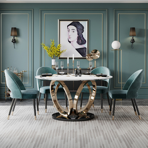 Mesa y <span class=keywords><strong>sillas</strong></span> de <span class=keywords><strong>comedor</strong></span> de mármol, pierna dorada, para cocina, hotel, económica, victoria, 2020 - Product Image 4
