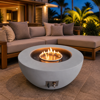 Table de foyer extérieur personnalisée en GFRC avec brûleur à gaz propane en acier inoxydable pour jardin et resort