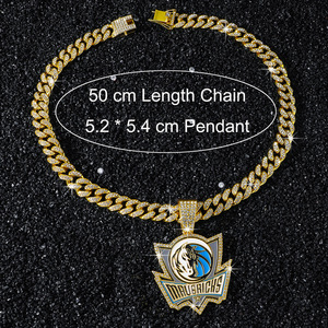 Hot Selling Personalized <b>Basketball</b> Team Logo Geometric Pendant Necklace Hiphop Men's Alloy Necklaces Fashion Jewelry Wholesale - Product Image 5