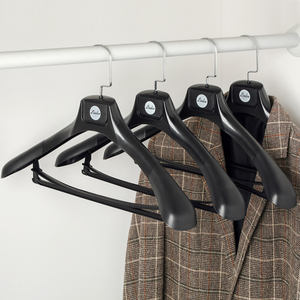 Cintres à costumes en plastique noir anti-choc à épaules larges avec barre porte-<span class=keywords><strong>pantalon</strong></span> amovible, cintres antidérapants pour costumes, vestes, pantalons - Product Image 2