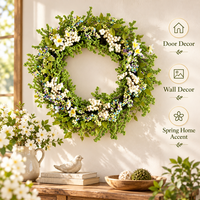 Couronne de baies réaliste, verdure florale artificielle, décoration de printemps, décoration de porte, faite à la main, fournisseur OEM ODM personnalisé