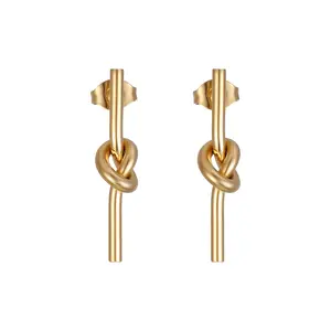 Knotted Earrings Wholesale PVD Thick Coating 18K Gold Titanium Steel 316L Stainless Steel Trendy for Lady Women's Earrings