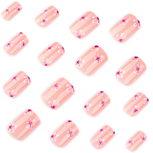 <span class=keywords><strong>Uñas</strong></span> Postizas Cortas Cuadradas de ABS con Diseño de Flores Rosas, <span class=keywords><strong>Uñas</strong></span> Artificiales de Alta Calidad, 24 Piezas, <span class=keywords><strong>Uñas</strong></span> Adhesivas - Product Image 3