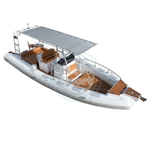 2025 luxe personnalisé famille loisirs 28ft Yacht T-TOP 860 V profond coque en fibre de verre gonflable nervure <span class=keywords><strong>bateau</strong></span> aluminium barre de roulement - Product Image 1