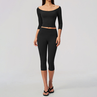 Ensembles de yoga YIYI pour femmes : hauts à manches courtes et épaules tombantes, et leggings amincissants (3 modèles)