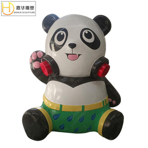 Sculpture de panda en fibre de verre pour extérieur, décoration de jardin, figurine animale peinte autoportante - Product Image 5