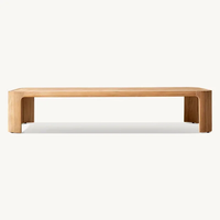 Ensemble de canapés de jardin en teck tressé avec table basse, mobilier d'extérieur moderne en bois massif pour patio et cour