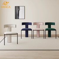 Chaises de salle à manger contemporaines pour hôtel, meubles de maison, chaise de salle à manger moderne avec pieds en métal en forme de T, chaises de salle à manger en cuir de luxe