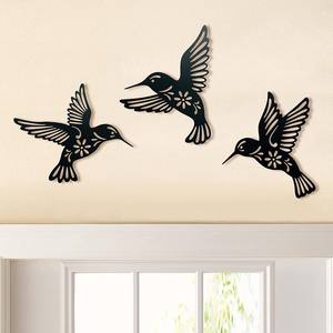 Artesanía de metal ahuecado, escultura decorativa de colibrí para el hogar, decoración de pared de hierro tallado - Product Image 5