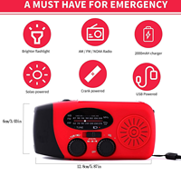 Dinamo tangan tenaga surya darurat 2000mAh senter Digital AM FM Radio portabel untuk darurat