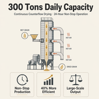 Tour de séchage de céréales industrielle 300T/24H, sécheuse à recirculation écologique contrôlée par PLC pour maïs, blé, riz 5HL-300
