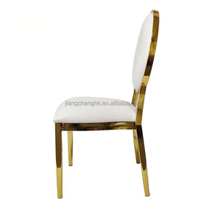 Silla de Boda de Lujo con Respaldo Redondo, Metálica, Cromada en Oro, para Hotel o Salón de Banquetes - Product Image 3