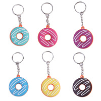 Porte-clés 3D en PVC de haute qualité, personnalisable, multicolore, en forme de donut, pour sacs et clés