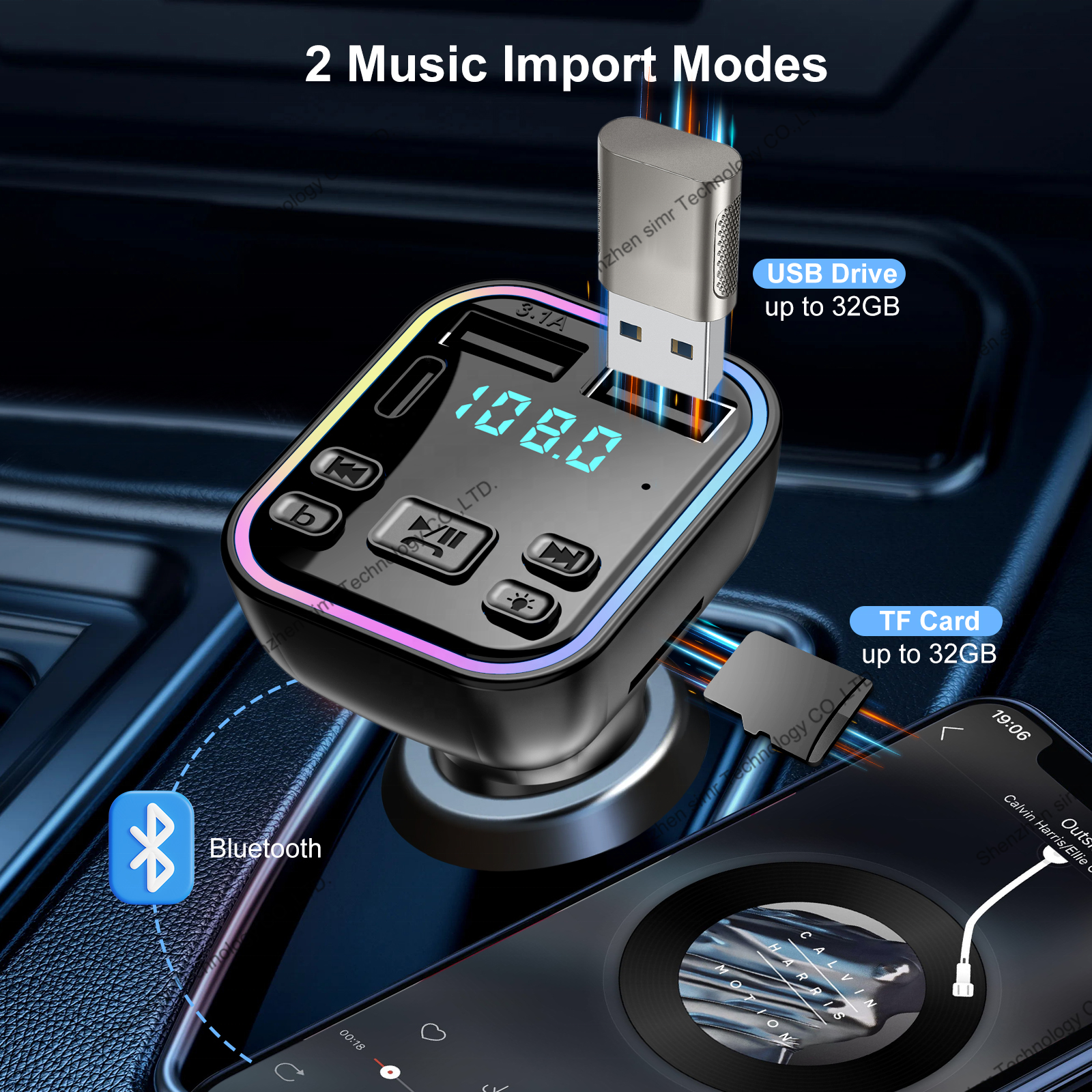 Trasmettitore Fm Auto Bluetooth Q-b67 Vivavoce Lettore Mp3 - Foto 3