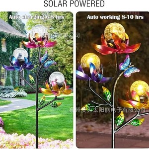 Solar Garden Lights <b>Led</b> Glass <b>Ball</b> Flower Stake Water Resistant Outdoor Decoration - Product Image 2