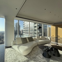Canapé modulaire en tissu bouclé italien moderne avec ottoman pour salon de villa, mobilier haut de gamme pour la maison