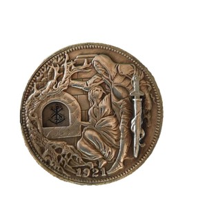 Moneda Coleccionable con Mecanismo, Copa Nomada, Estilo Europeo-Americano, Inspirada en la Cultura Maya, Cobre Plateado con Borde Dentado, Moneda para Eventos - Product Image 5