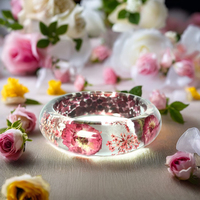 Grand bracelet en résine rouge avec fleurs naturelles, bijoux pour femme, bracelet en résine avec fleurs séchées réelles, cadeau pour la fête des mères