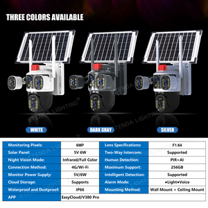 Eseecloud 4Lens 3Views Outdoor Security Network Camera 360 PTZ IP <strong>CCTV</strong> <strong>Wireless</strong> WIFI 4G Solar Camera - Product Image 5