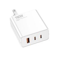 Pengisi Daya Cepat USB-C PD 160W 3 Port USB+2 Tipe C Pengisi Daya Dinding Cepat QC 3.0 Adaptor Daya Ponsel