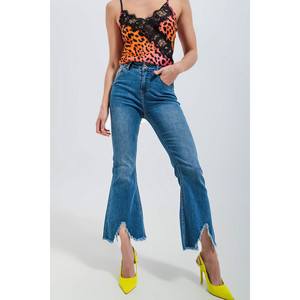 Jeans cropped a zampa d'elefante in lavaggio medio - Product Image 5