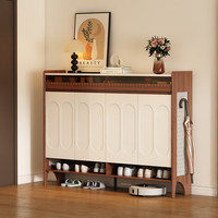 Meuble d'entrée mural moderne en bois massif, armoire à chaussures avec panneaux perforés respirants, grande capacité, rangement 5 niveaux