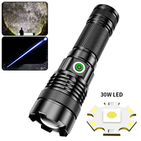 Linterna LED de 30W con Batería Incorporada Recargable por USB Alcance de 1500 Metros Lámpara de Mano para Camping