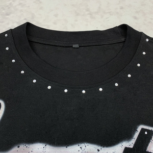 เสื้อยืดคอตตอน 100% ทรงบ็อกซี่ ไหล่ตก พิมพ์ลายดีไซน์เนอร์ประดับเพชร เสื้อยืดแขนยาวลายกราฟิกเนื้อหนาสำหรับฤดูร้อน - Product Image 3