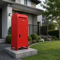 Boîte à colis métallique autoportante avec dessus incurvé, double fente anti-pêche, boîte aux lettres extérieure sécurisée verrouillable, armoire de rangement pour colis OEM