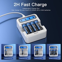 Batterie au lithium rechargeable AA Hixon 1,5 V, durée de vie longue durée (1500 cycles), 3500 mWh, charge rapide, 4 piles, 1 chargeur en stock
