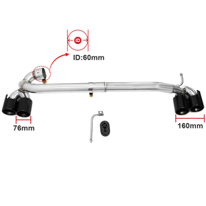 Terminale di Scarico Quadruplo in Acciaio Inox Argento e Nero con Fibra di Carbonio per BMW Serie 1 <span class=keywords><strong>118i</strong></span> <span class=keywords><strong>F20</strong></span> 2013-2016 - Product Image 5