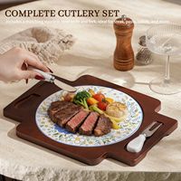 Assiette carrée minimaliste en céramique à double poignée pour steak, pizza, vaisselle, assiette à collation pour plantes, usage domestique