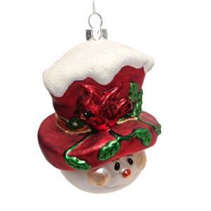 زينة عيد الميلاد المعلقة على شكل رأس رجل الثلج الزجاجي متعدد الألوان، هدية ديكور للعطلات، عرض خاص للشتاء - Product Image 4