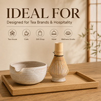 Nouveau design de kit cadeau moderne en céramique blanche pour la fabrication du thé Matcha outils logo personnalisé vente en gros de fouet Matcha